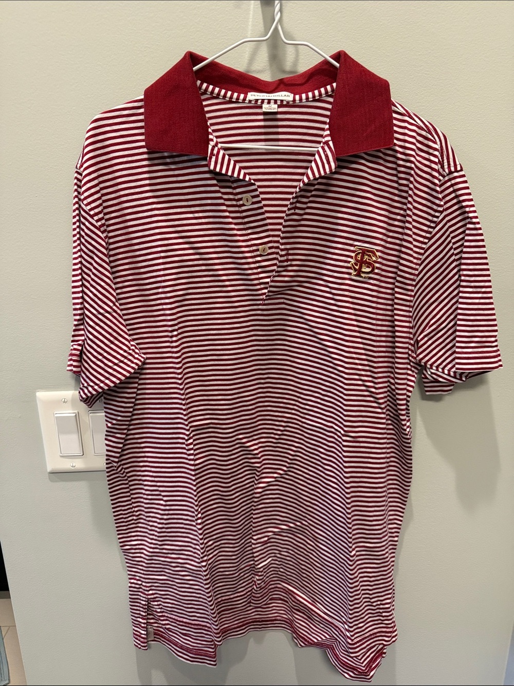 Striped Polo Shirt with FSU Logo - Garnet & White - Peter Millar